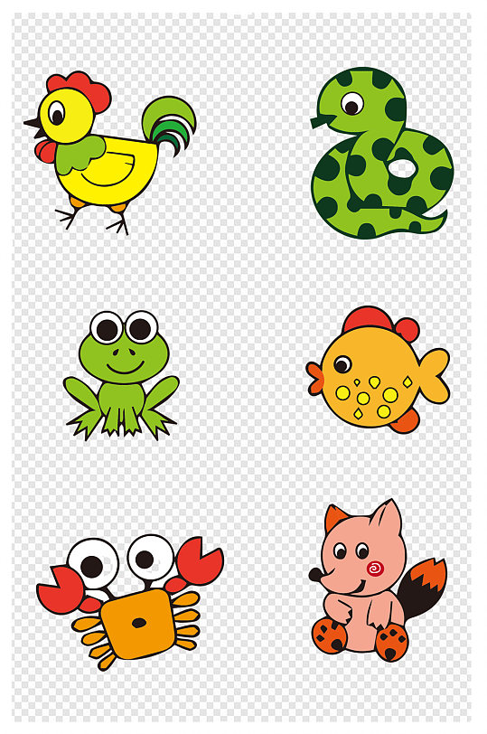 卡通可爱手绘动物素材