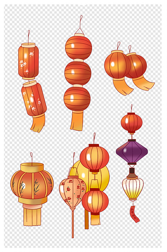 中国风手绘灯笼喜庆手绘风元素