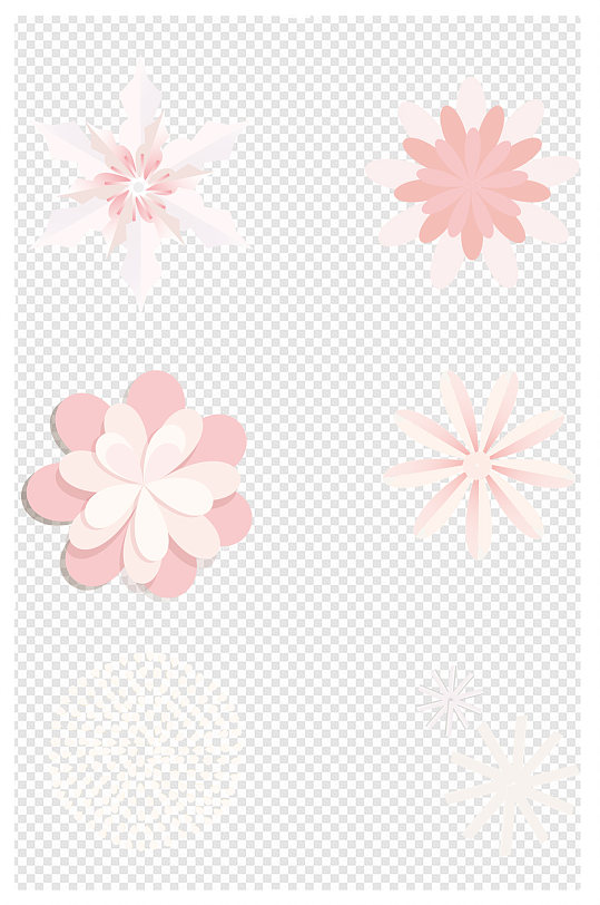 立体花组粉色白色素材