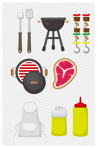 卡通羊肉串烤串烧烤用具图案元素