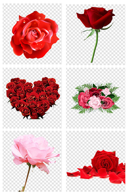 心形红色浪漫玫瑰花朵素材