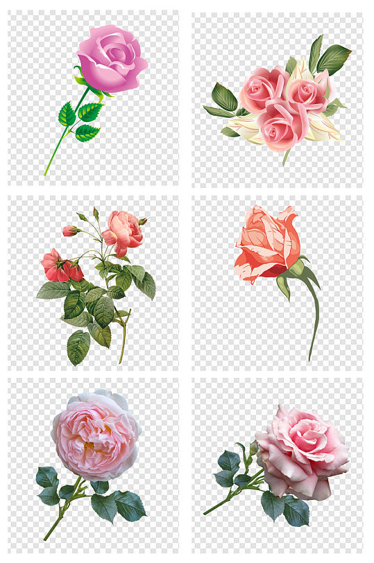 油画浪漫玫瑰花朵素材