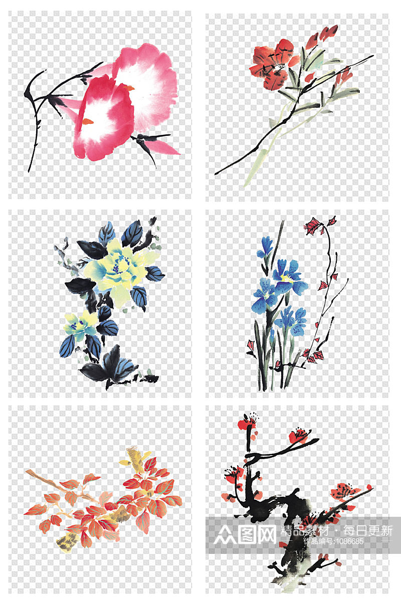 水墨国画花朵花卉素材素材