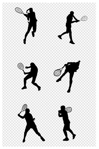 打网球人物剪影运动元素