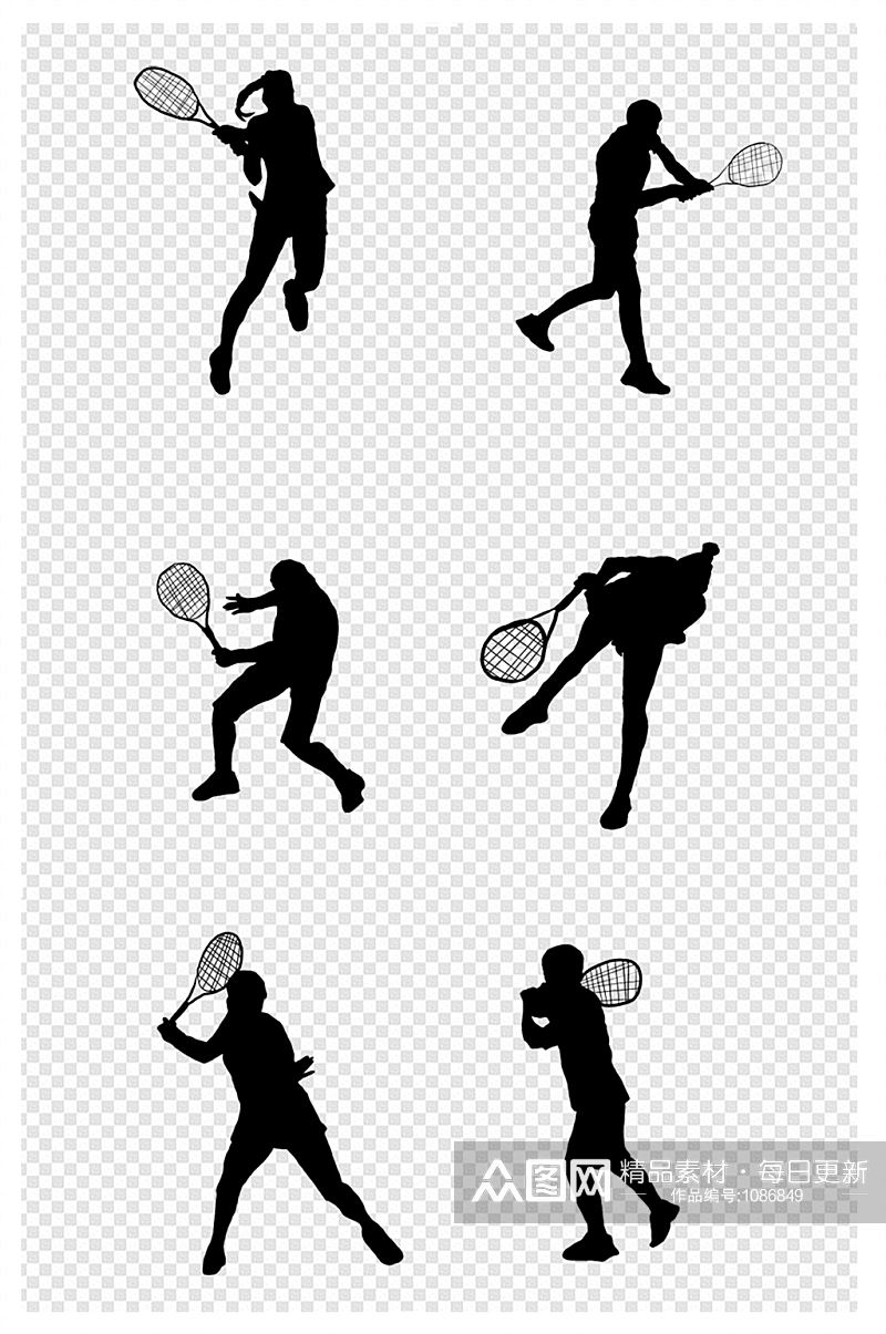 打网球人物剪影运动元素素材