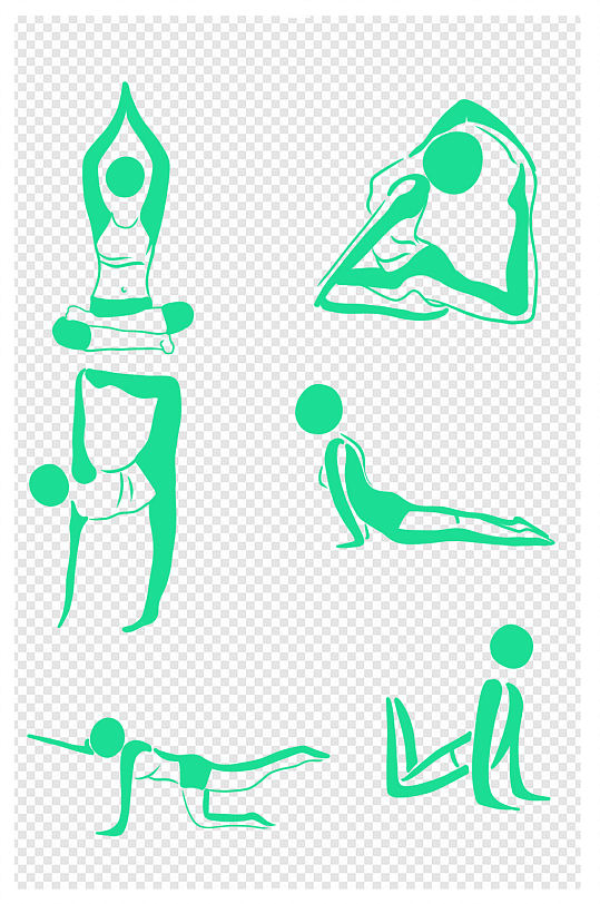 绿色健身体操瑜珈图标图