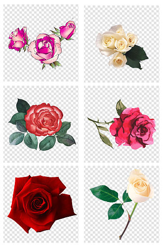 简约手绘玫瑰花朵爱情元素