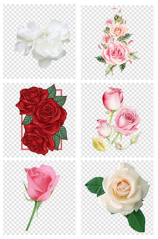 手绘玫瑰花朵爱情元素