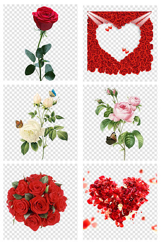 手绘玫瑰花朵爱情元素