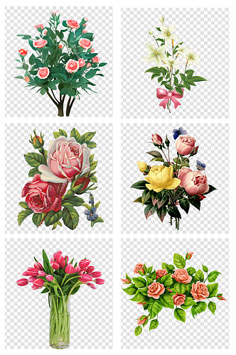 简约手绘高档玫瑰花朵爱情元素