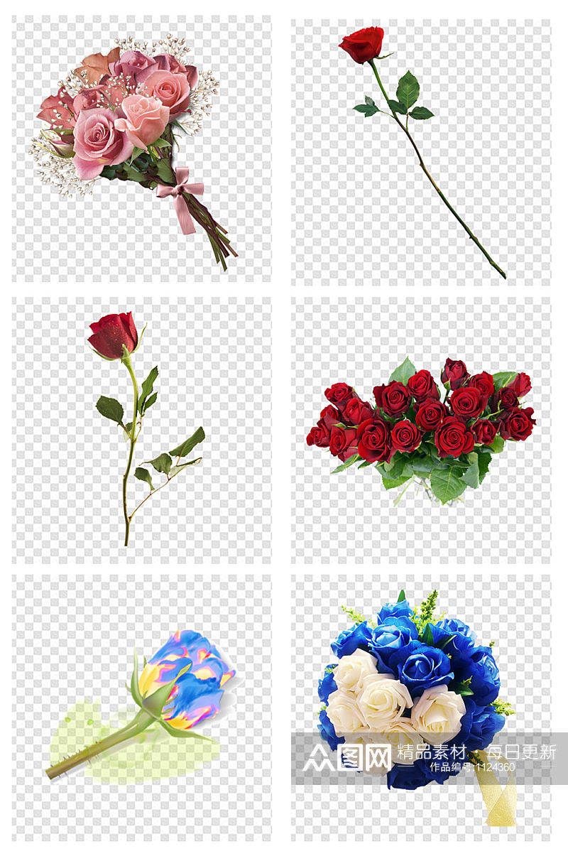 简约玫瑰花朵爱情元素素材