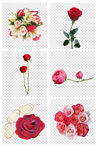 简约手绘花朵玫瑰爱情元素