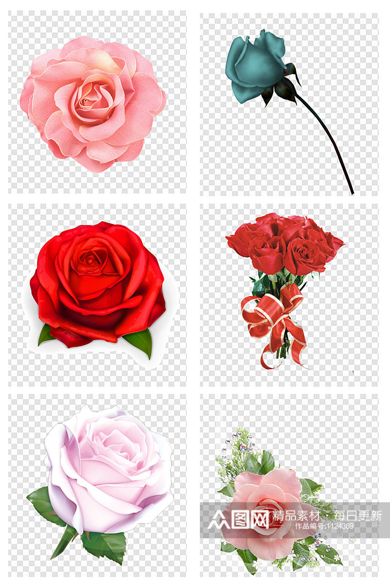 简约手绘一朵玫瑰花朵爱情元素素材