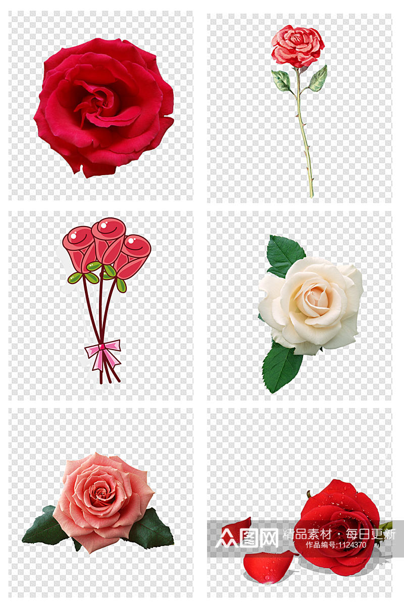简约手绘玫瑰花朵爱情素材