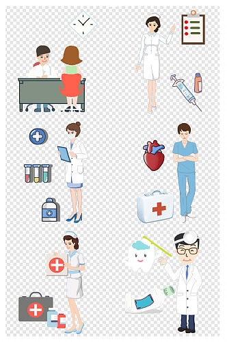 手绘医疗医生护士卫生样机插画 护士节素材免抠元素