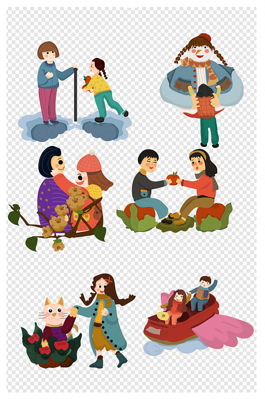 手绘感恩节卡通手绘风报恩