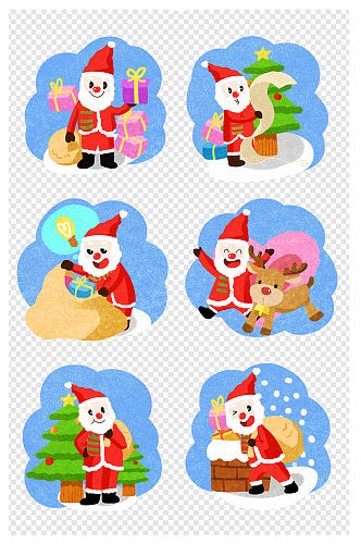 圣诞节可爱圣诞老人个性卡通插画合集