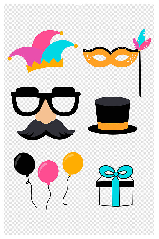 愚人节卡通装饰图案小丑帽面具魔术气球礼物