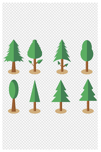 扁平化大树绿色树木图标元素