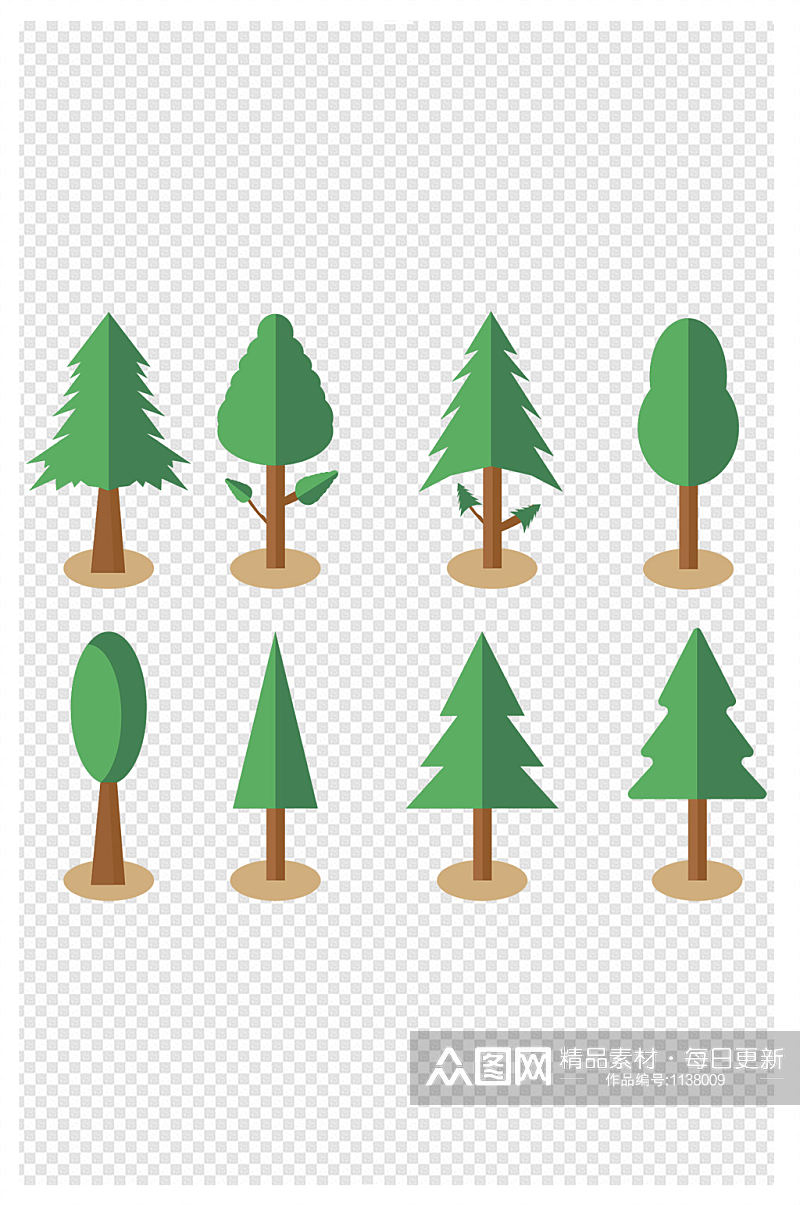 扁平化大树绿色树木图标元素素材