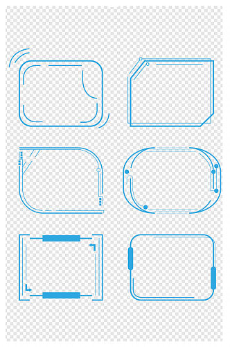 蓝色简约卡通科技边框标题框文本框