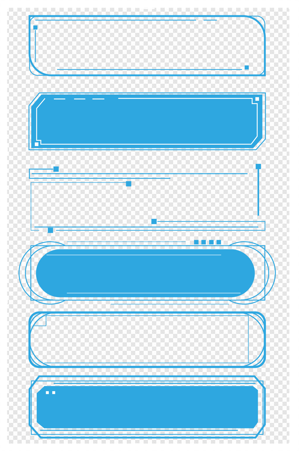 蓝色科技边框对话框标题框文本框素材