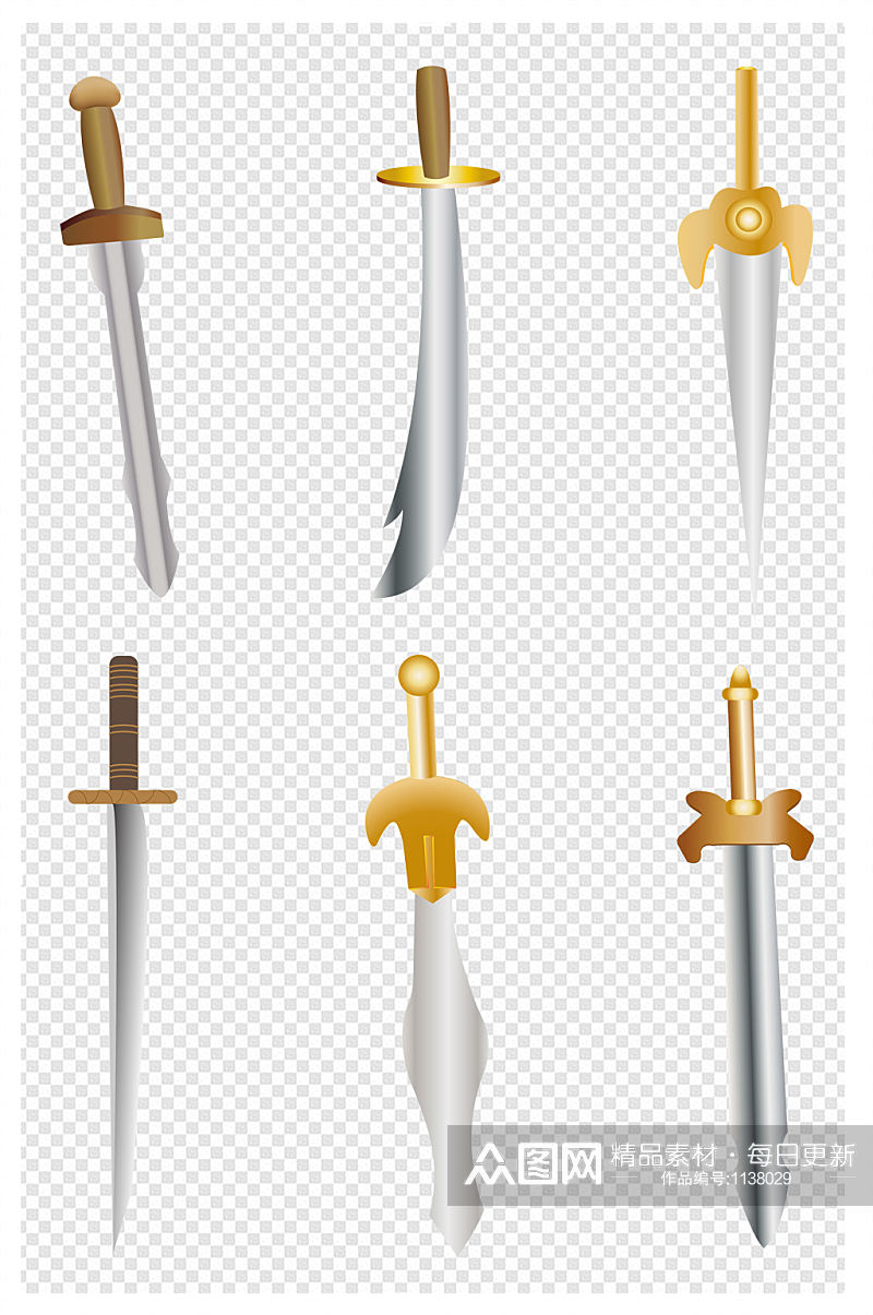 矢量绘画卡通兵器刀剑仙剑图标素材