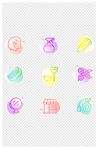 线性渐变美容美发理发沙龙图标素材