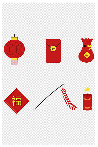 春节新年元旦喜庆装饰小元素图标