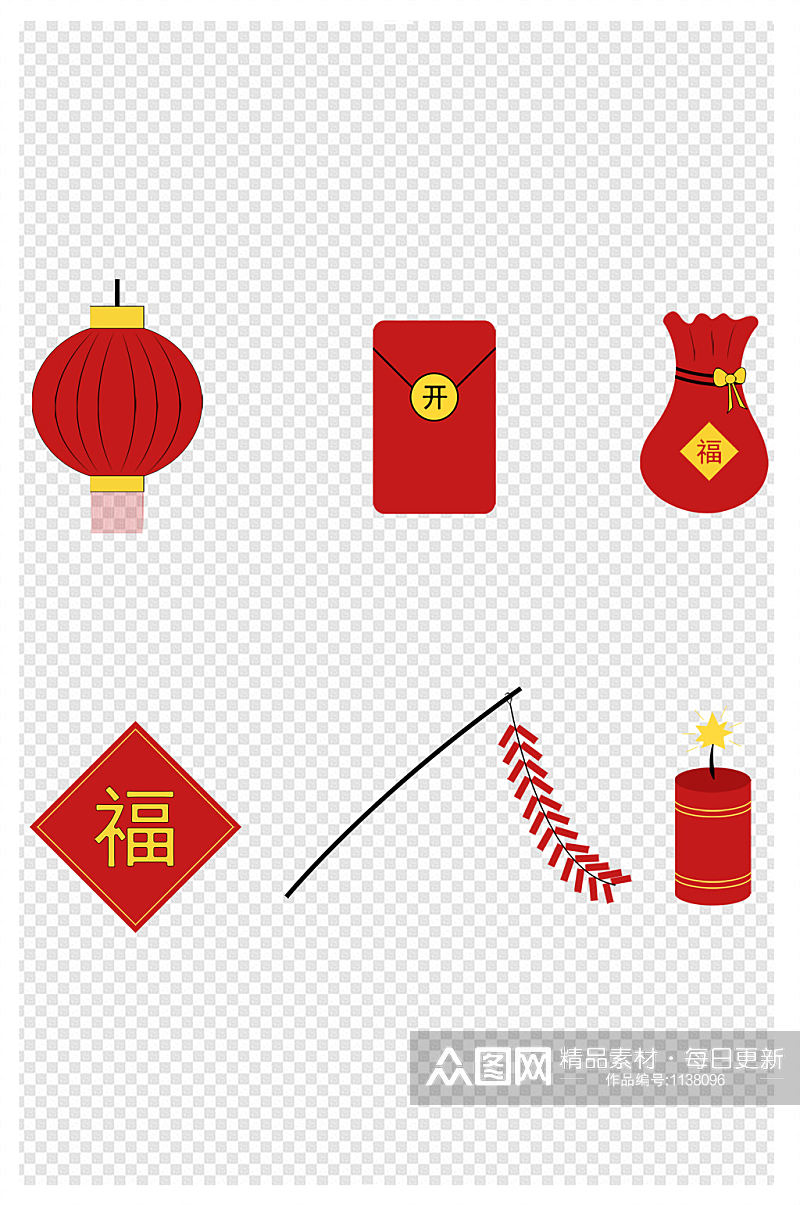 春节新年元旦喜庆装饰小元素图标素材