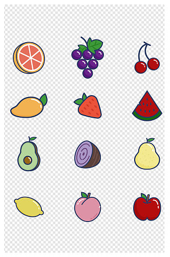 简笔卡通可爱水果装饰元素