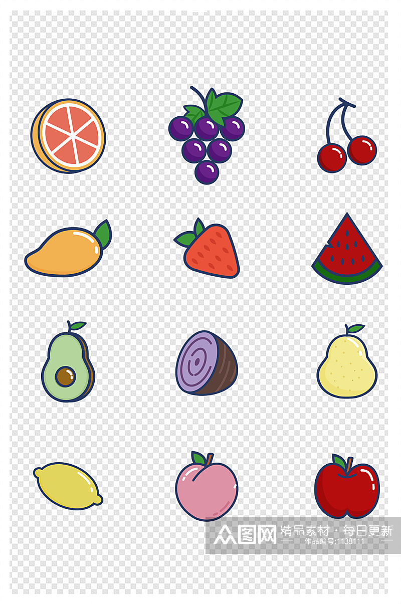 简笔卡通可爱水果装饰元素素材