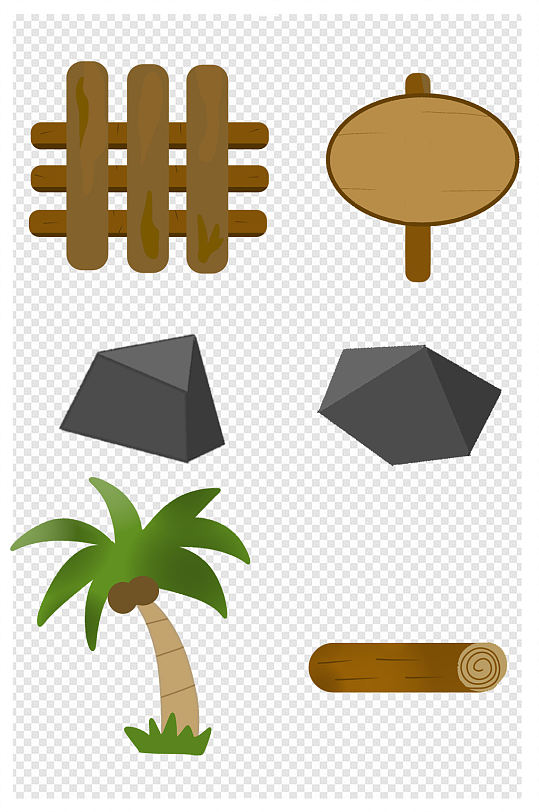 棕榈树石头木头信号椰子树标牌