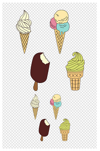 卡通手绘冰淇淋雪糕甜筒