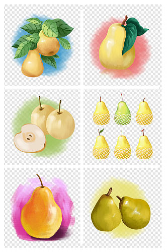 卡通手绘惊蛰应季水果之梨子套图