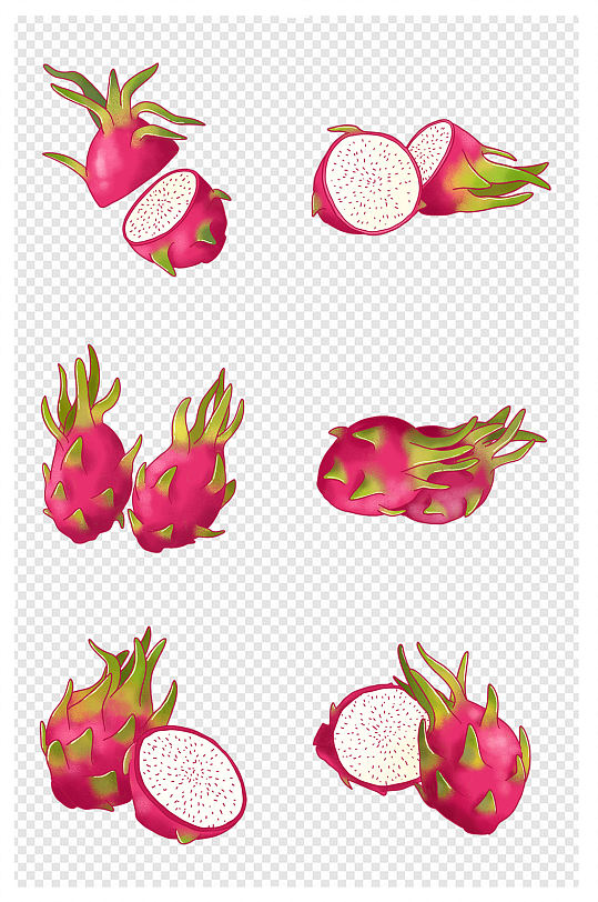 手绘火龙果水果素材