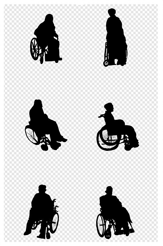 人物剪影残疾人坐轮椅的人