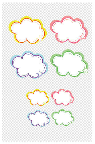 卡通手绘气泡彩色云朵纹理边框
