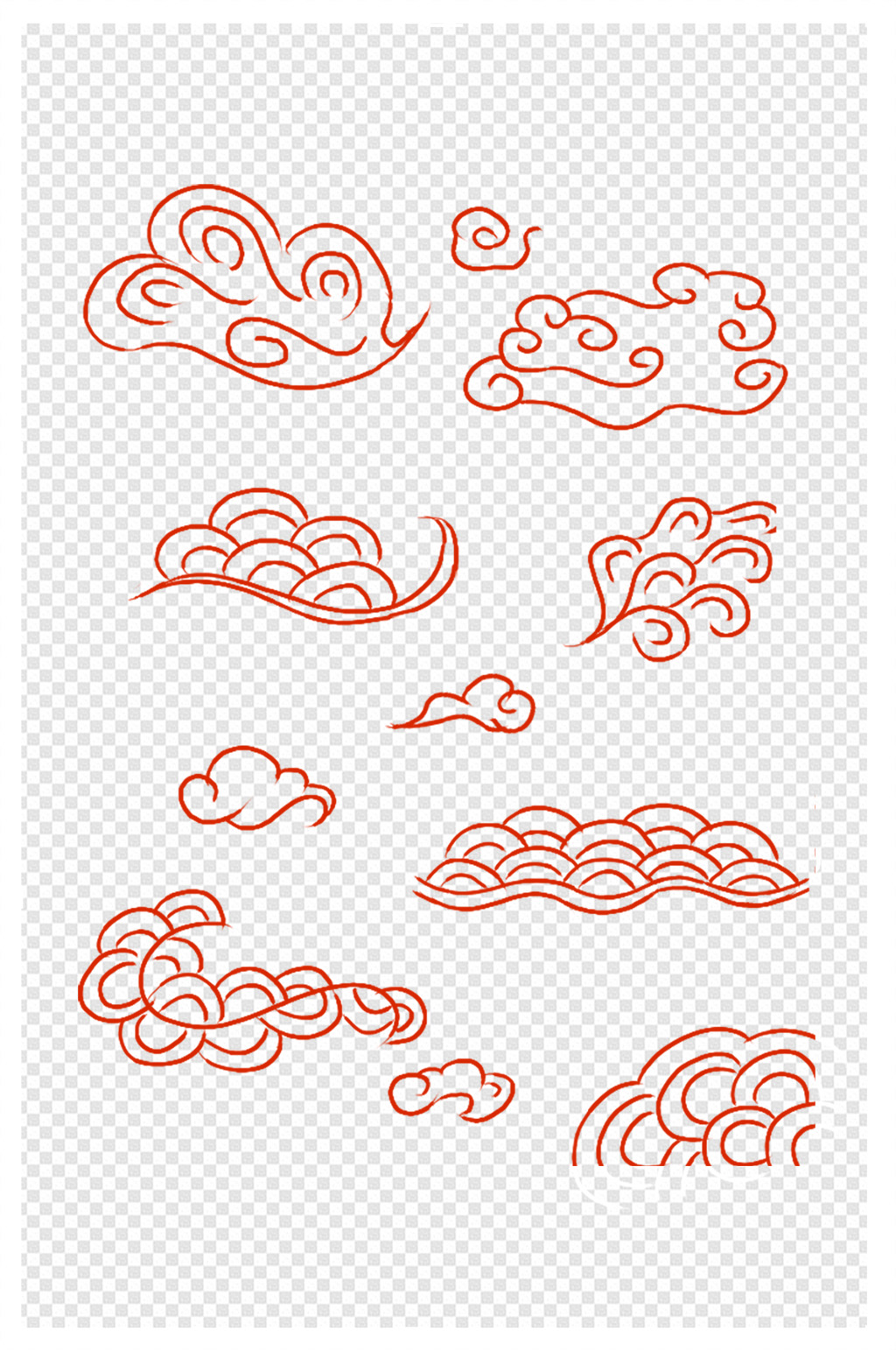 可爱手绘中国风云纹素材