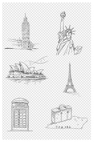 欧美建筑线条画世界建筑素描稿图片