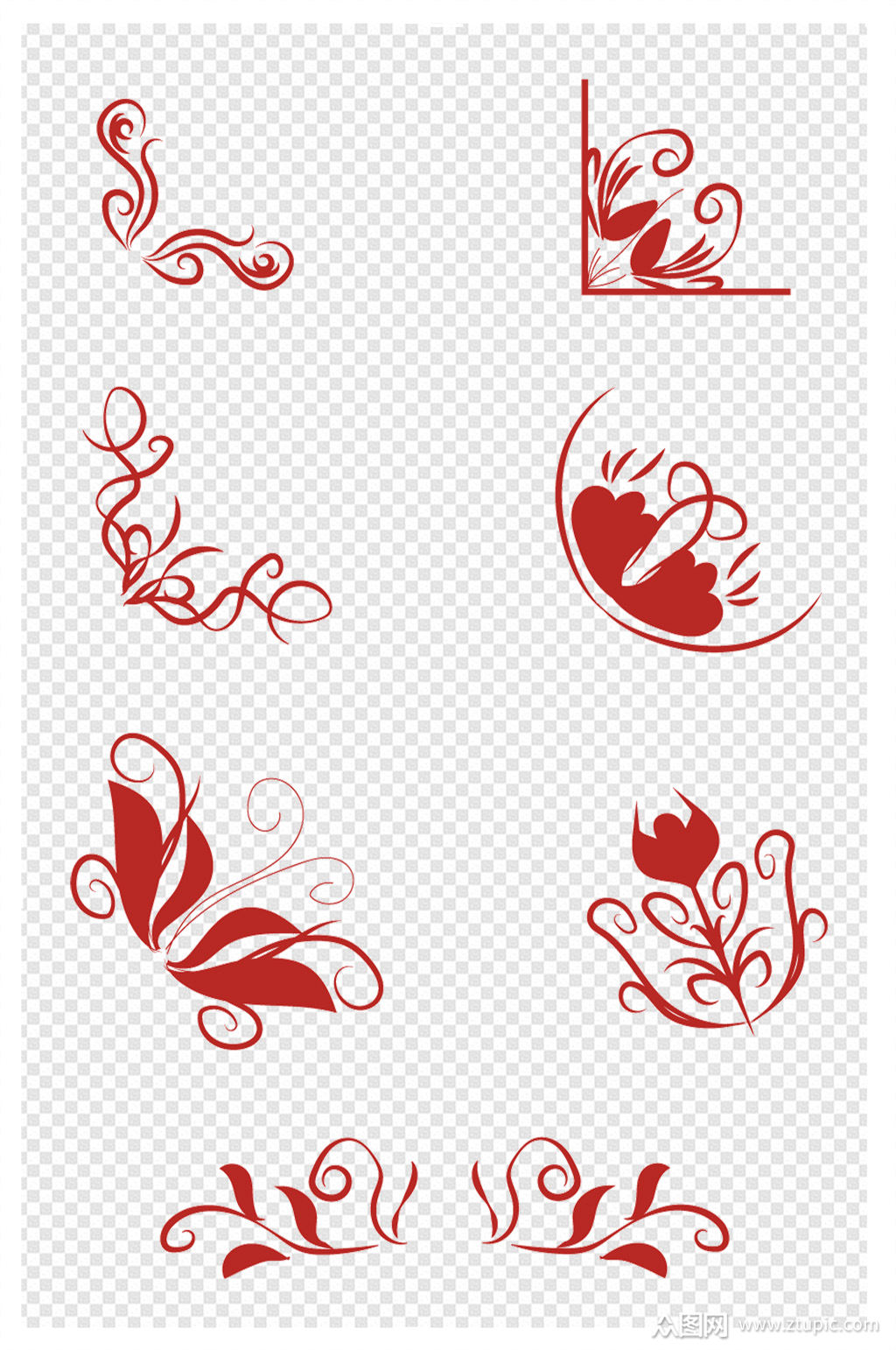 手绘欧式纹理角花花边素材