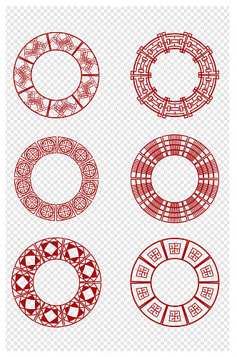 中式圆形边框中国风古典花纹装饰边框
