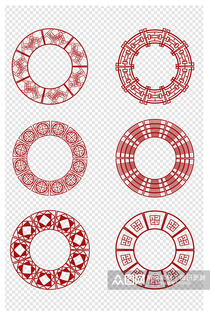 中式圆形边框中国风古典花纹装饰边框素材
