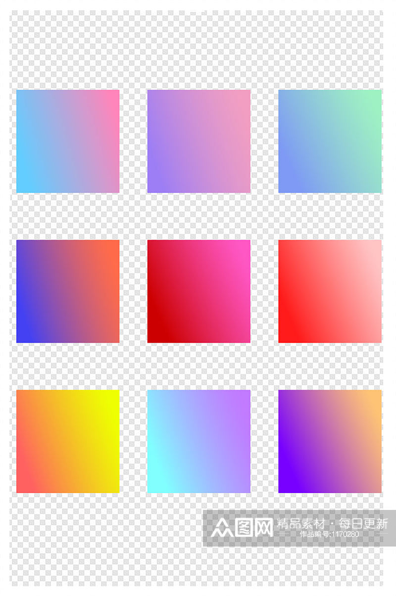 渐变色色彩方块预设配色素材