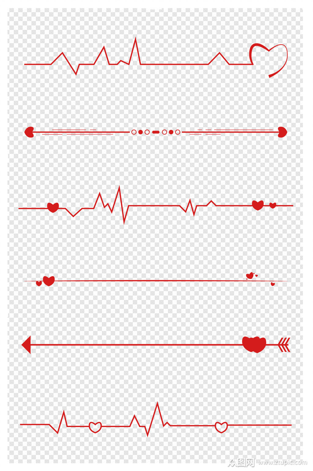 情人节分割线红色爱心心动装饰素材