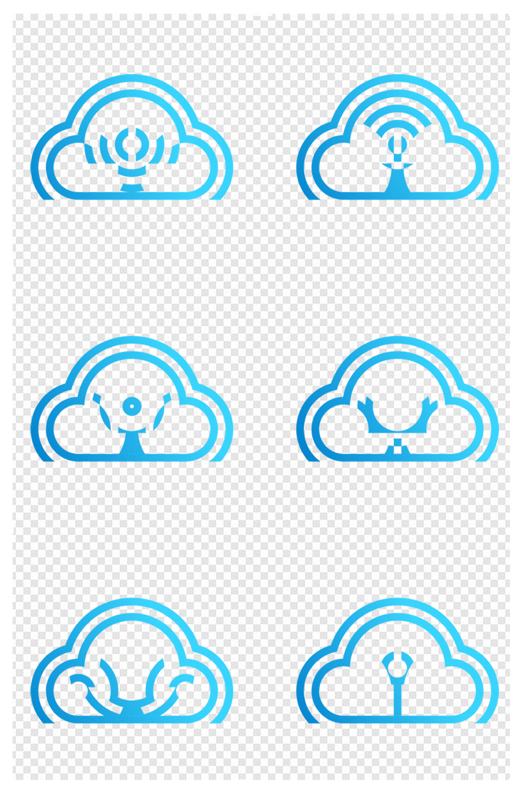 雲科技機關人藍色漸變wifi元素矢量圖