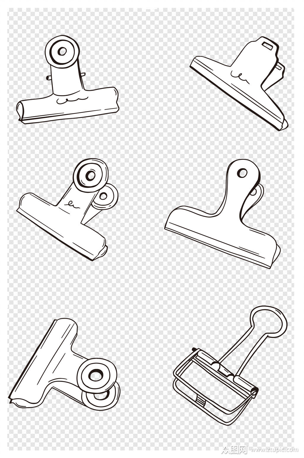 手绘文件标签文具资料夹子长尾夹手账图案