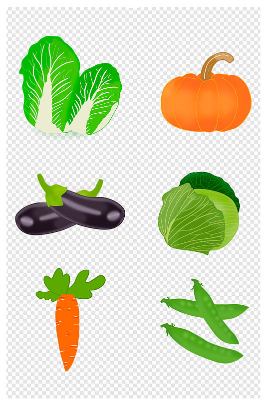 蔬菜手绘白菜萝卜南瓜素材