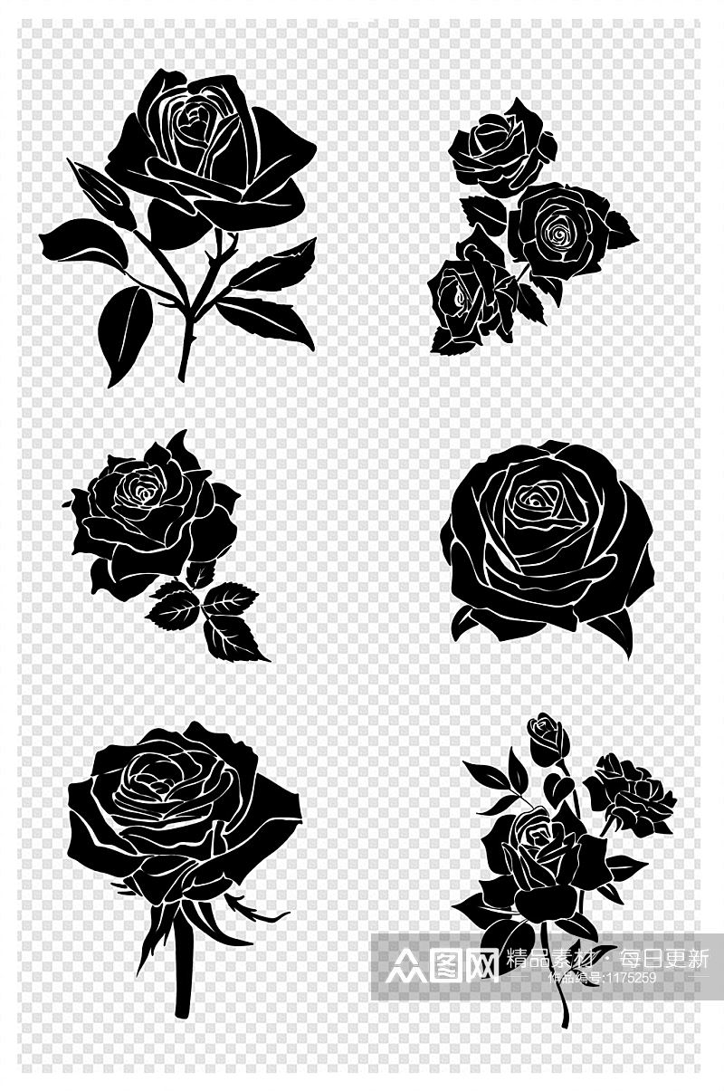 剪影花朵玫瑰花素材素材