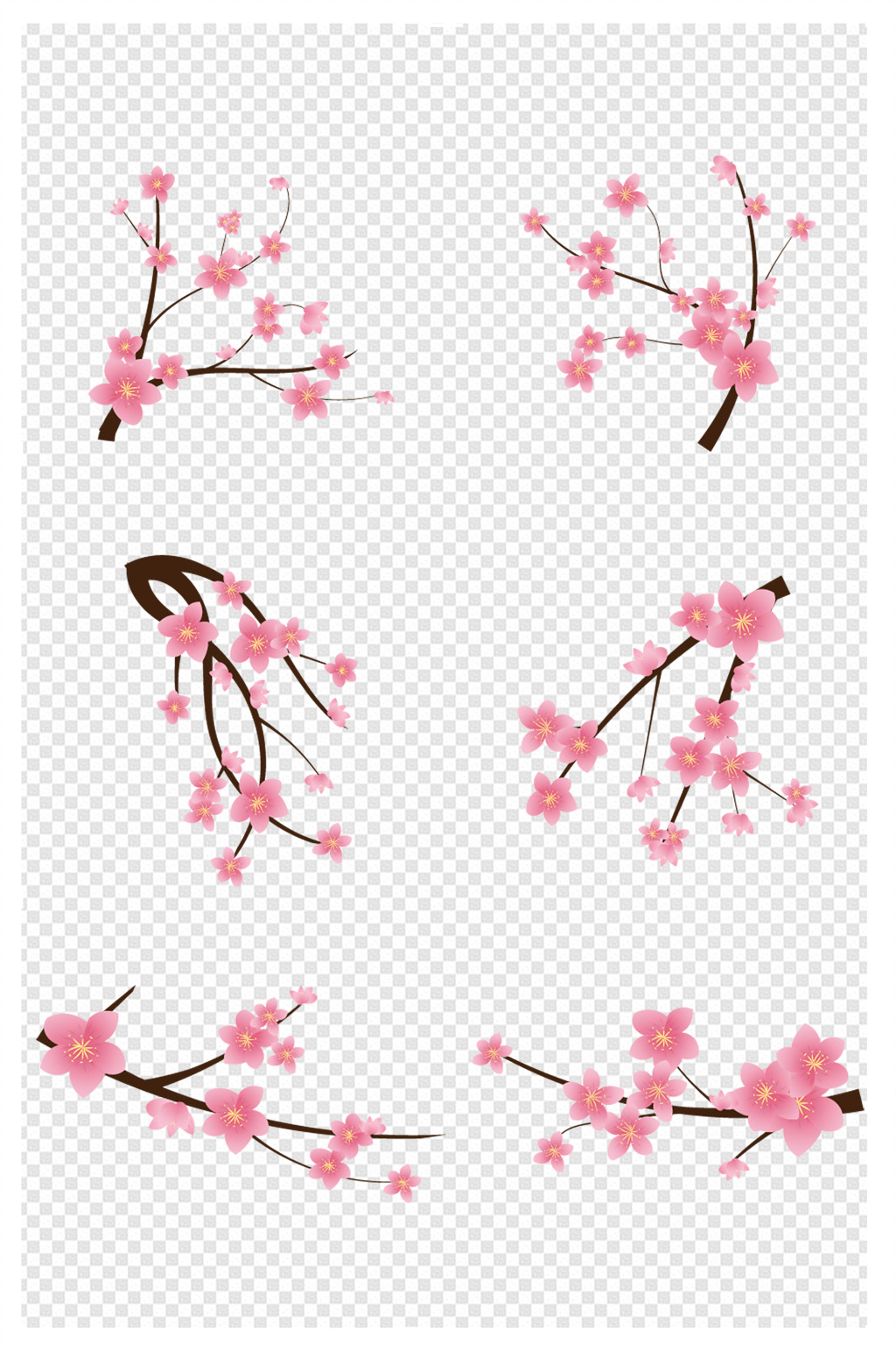 卡通樱花梅花桃花花朵素材桃花节素材素材